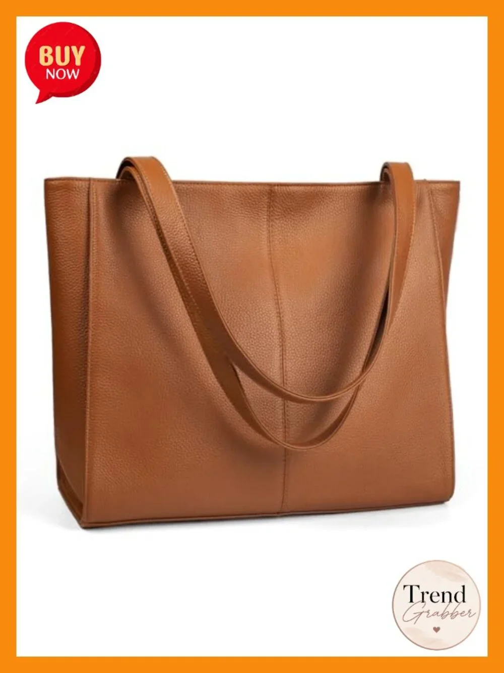 Genuine Leather Tote Bag with Laptop Compartment Work Satchel Handbag